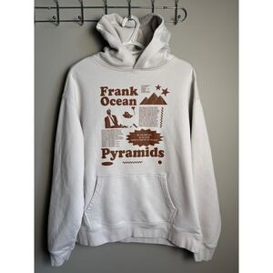 AS Colour Mens Grayish White Frank Ocean Pyramids Graphic Hoodie Size M Hip Hop